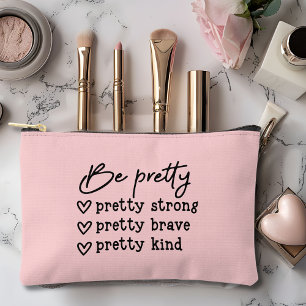 Motivational Saying Pink Accessory Pouch
