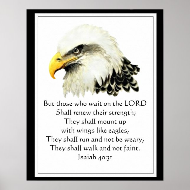 Motivational Scripture Waiting on the Lord Eagle Poster (Front)