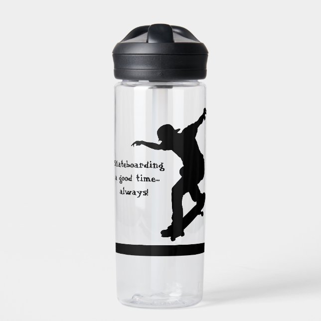 Motivational Skateboarding Quote Good Time Always Water Bottle (Front)