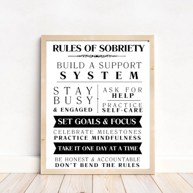 Motivational Sober Support Rules Of Sobriety Poster (Creator Uploaded)