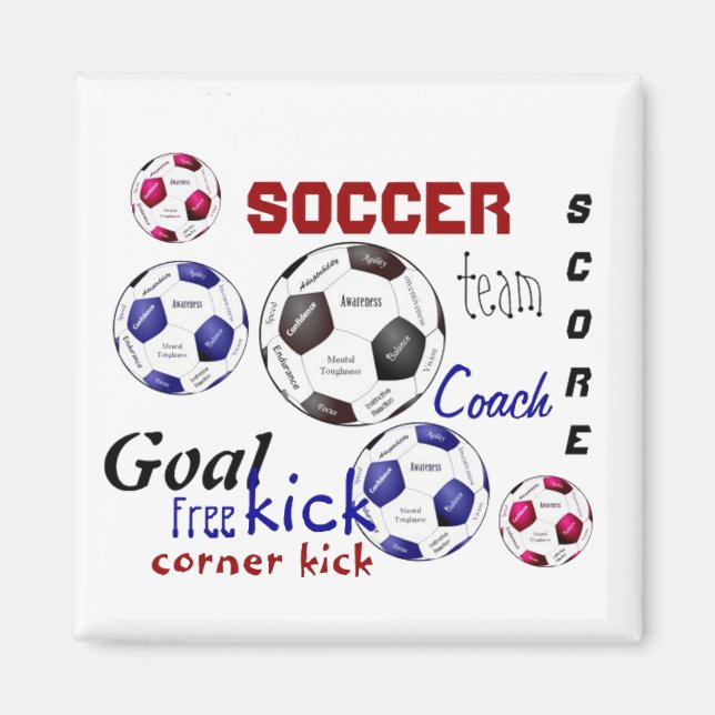 Motivational Soccer Game, Sports Words Magnet (Front)
