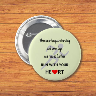 Motivational sports runners quote 6 cm round badge