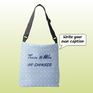 Motivational sports trophy custom text blue crossbody bag