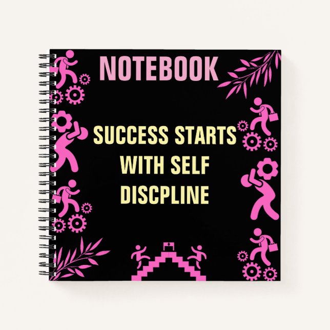 Motivational Success Starts with Self-Discipline  Notebook (Front)