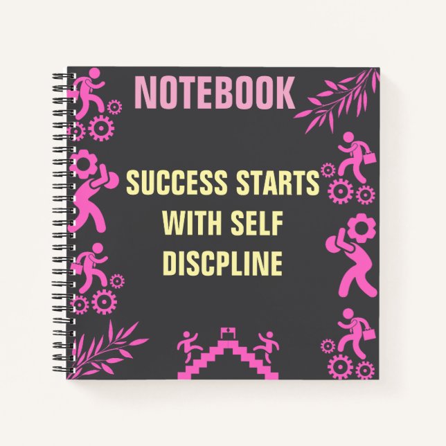Motivational Success Starts with Self-Discipline  Notebook (Front)