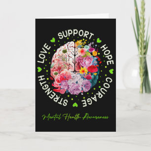 Motivational Support Floral Brain Mental Health Aw Card