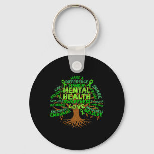 Motivational Support Green Tree Mental Health Awar Key Ring