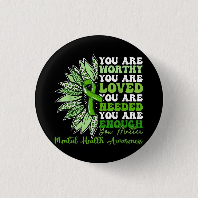 Motivational Support Warrior Mental Health Awarene 3 Cm Round Badge (Front)