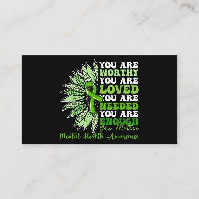 Motivational Support Warrior Mental Health Awarene Business Card (Front)