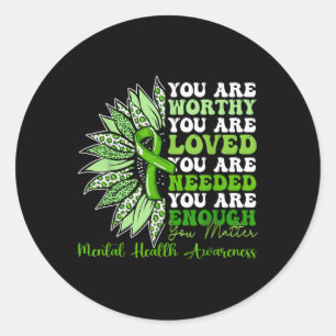Motivational Support Warrior Mental Health Awarene Classic Round Sticker
