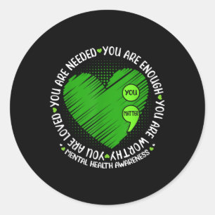 Motivational Support Warrior Mental Health Awarene Classic Round Sticker