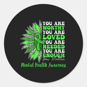 Motivational Support Warrior Mental Health Awarene Classic Round Sticker