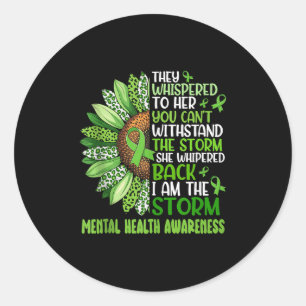 Motivational Support Warrior Mental Health Awarene Classic Round Sticker