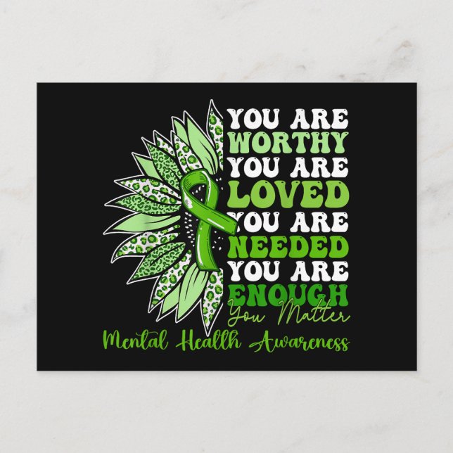 Motivational Support Warrior Mental Health Awarene Holiday Postcard (Front)