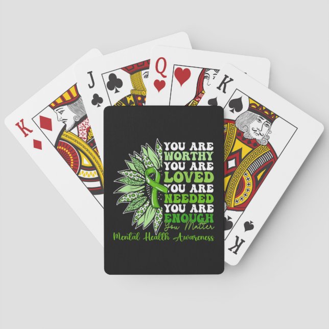 Motivational Support Warrior Mental Health Awarene Playing Cards (Back)