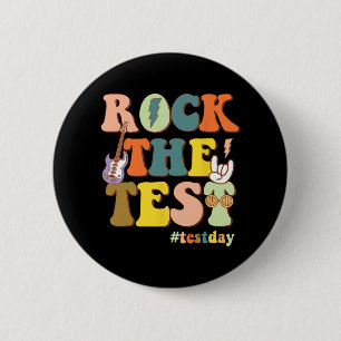 Motivational Teacher Student Rock The Test Testing 6 Cm Round Badge