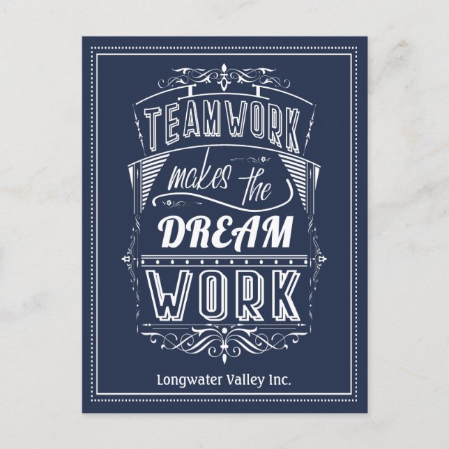 Motivational Teamwork Makes The Dream Work Postcard (Front)