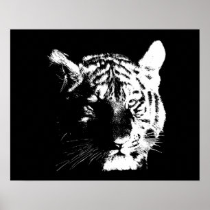 Motivational Tiger Eyes Black & White Poster