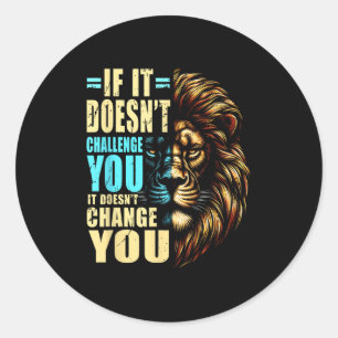 Motivational Training Workout Fitness Quotes Lion Classic Round Sticker