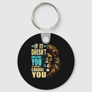 Motivational Training Workout Fitness Quotes Lion  Key Ring