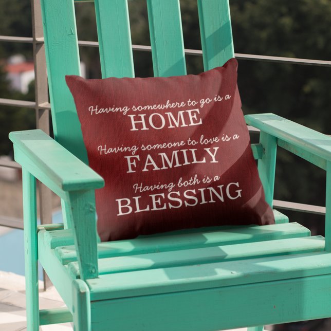 Motivational Typography Family Quote Outdoor Cushion (Creator Uploaded)