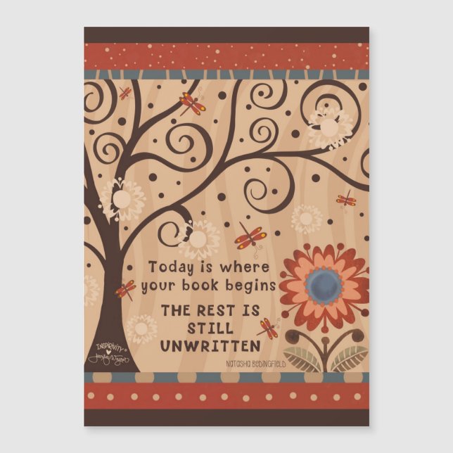 Motivational Unwritten Quote Floral Magnetic Card (Front)