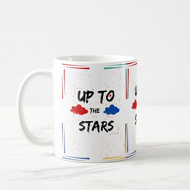 Motivational "up to the Stars" Colourful with star Coffee Mug (Left)