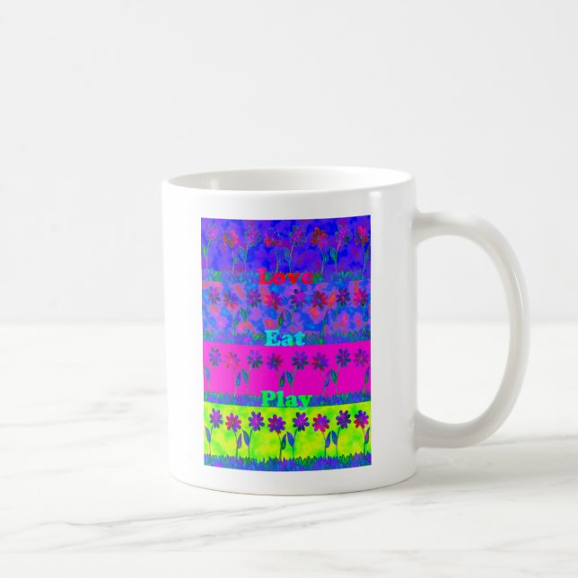 Motivational Vibrant "Eat Love & Play" Art Print Coffee Mug (Right)