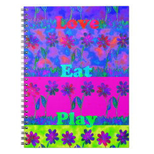 Motivational Vibrant "Eat Love & Play" Art Print Notebook