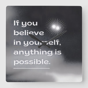 Motivational Wall Art “Believe in Yourself” Mini Square Wall Clock