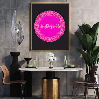 Motivational Wall Art for Women Pink & Black