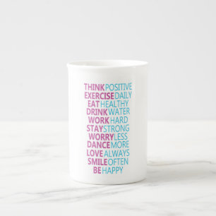 Motivational water tracker bone china mug