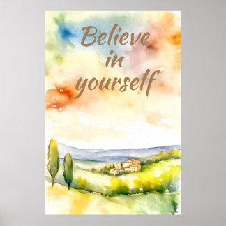 Motivational Watercolor Wall Art Landscape Poster