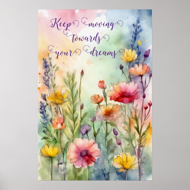 Motivational Watercolor Wall Art Poster 34 (Front)