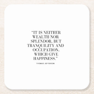 Motivational Wealth and Happiness Quote Square Paper Coaster