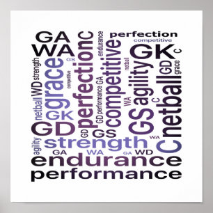 Motivational Word Art Netball Poster