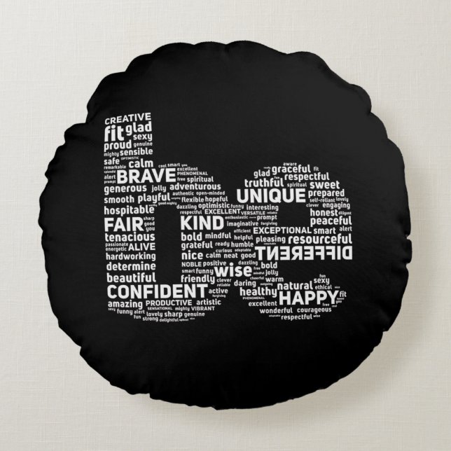 Motivational Word Cloud Throw Pillow (Front)