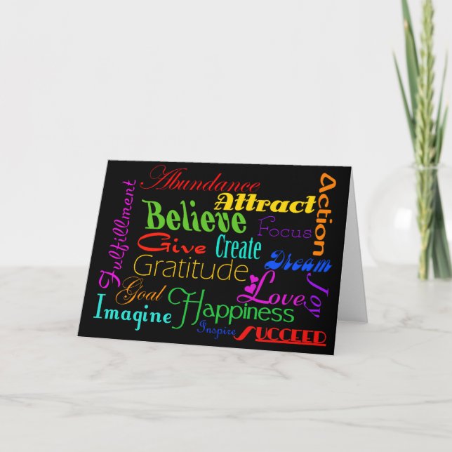 Motivational Word Collage Greeting Card (Front)