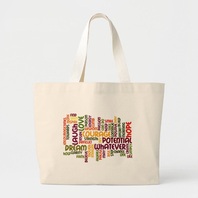 Motivational Words #1 Positive Influence! Large Tote Bag (Front)