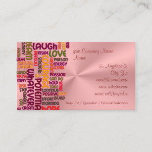 Motivational Words #1 positivity, pink chrome-look Business Card