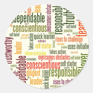 Motivational Words #4 positive values Classic Round Sticker