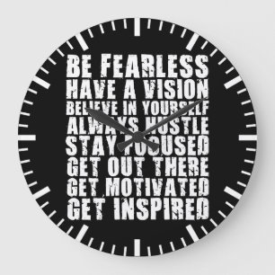 Motivational Words - Be Fearless. Have a Vision Large Clock