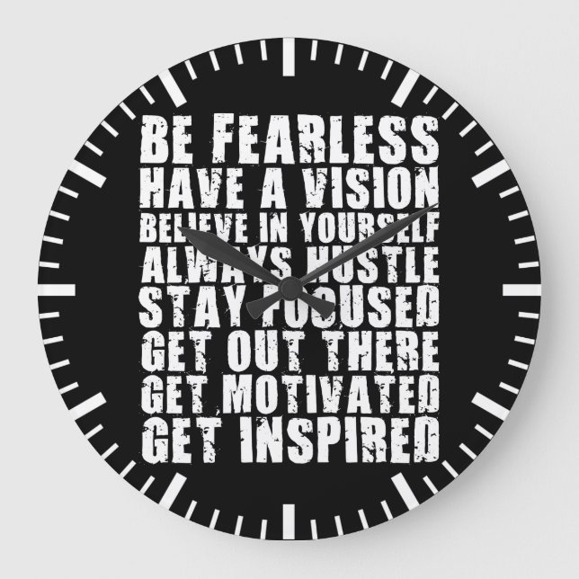 Motivational Words - Be Fearless. Have a Vision Large Clock (Front)