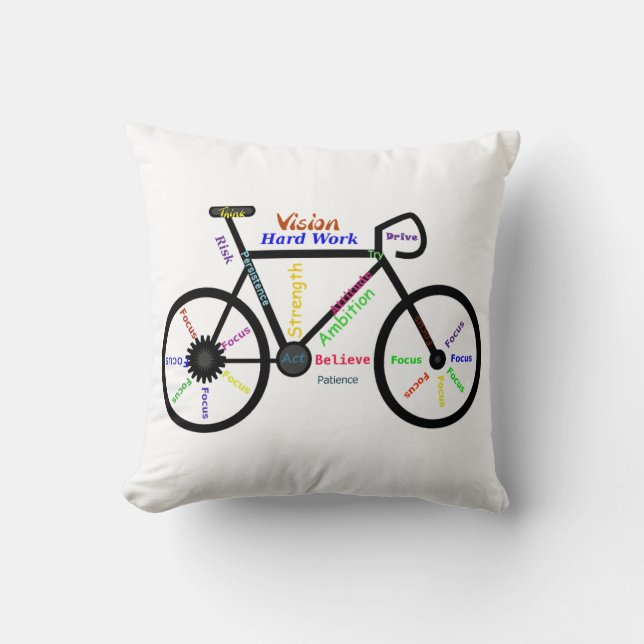 Motivational Words, Biking, Cycling, Bike Men Cushion (Front)