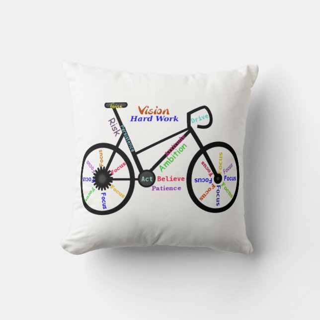 Motivational Words, Biking, Cycling, Bike Women Cushion (Front)