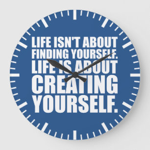 Motivational Words - Create Yourself Large Clock