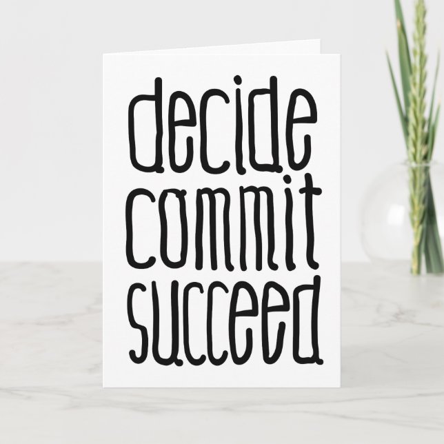 Motivational Words Decide Commit Succeed Card (Front)