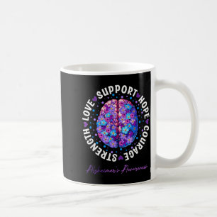 Motivational Words Floral Brain Ribbon Alzheimers Coffee Mug