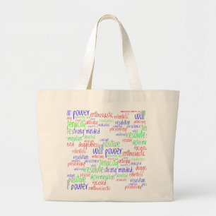 Motivational Words for New Year, Positive Attitude Large Tote Bag