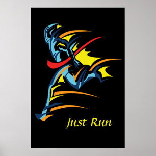 Motivational Words Just Run For Runners Poster